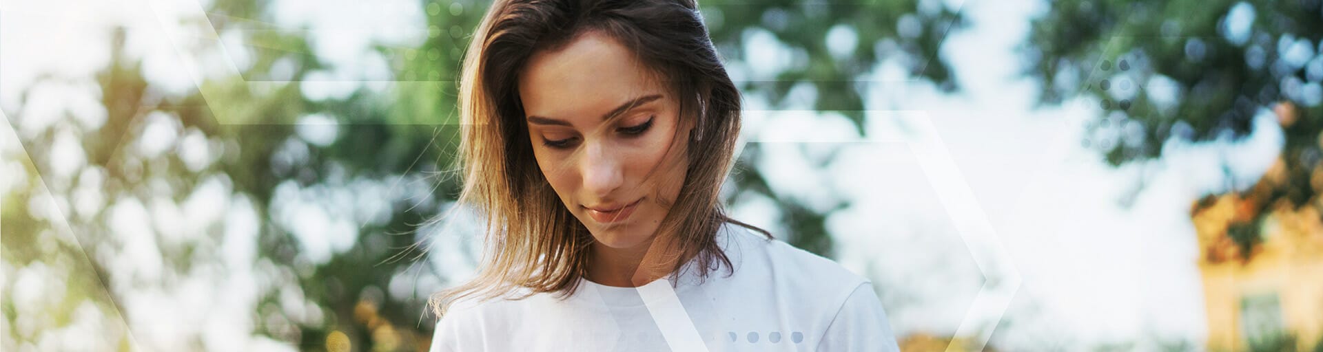 image of woman staring down